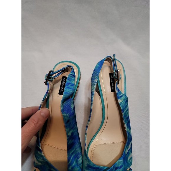 Alex Marie Turquoise Wedge Strappy Sandals Size 10M Open Toe - Picture 3 of 9